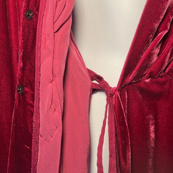 Silk Blend Velvety Wrap Jacket Women Medium Beaded Top Vintage Fairy Core Retro - Picture 6 of 17